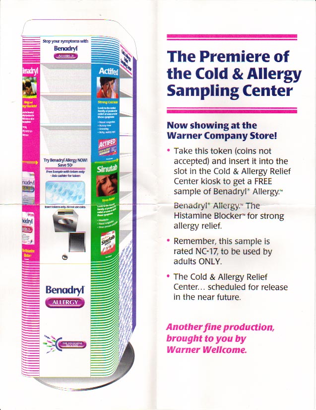 The premiere of the Cold and Allergy Sampling Center - now showing at the Warner Company Store!