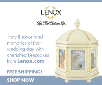 (Image of photo holder) They'll savor fond memories of their wedding day with cherished keepsakes from Lenox.com