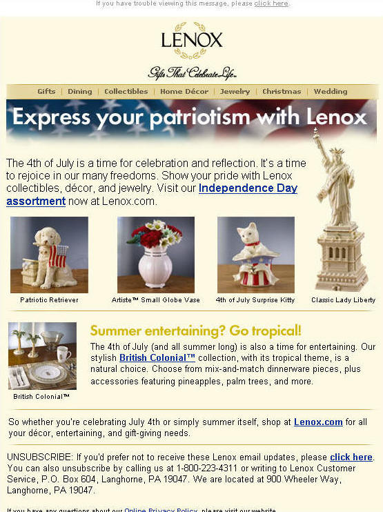Express your patriotism with Lenox