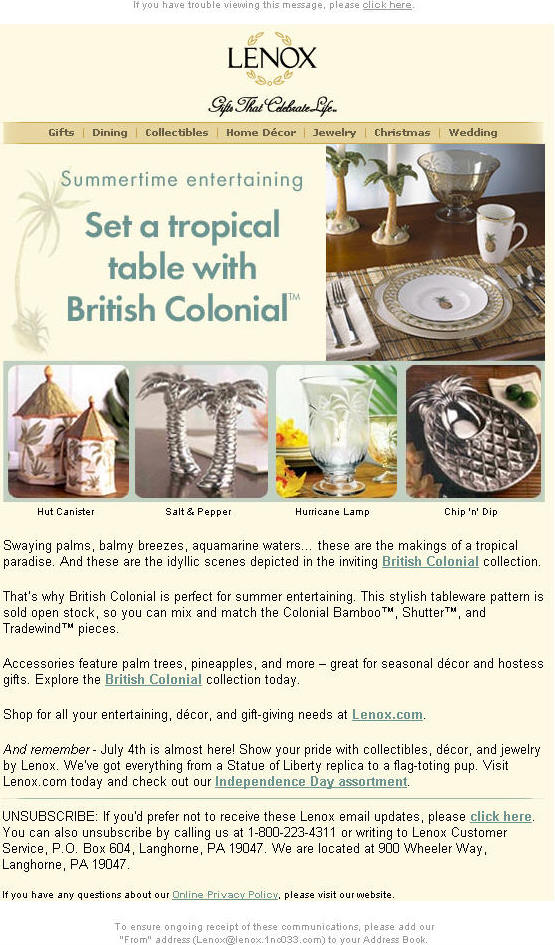 Set a tropical table with British Colonial