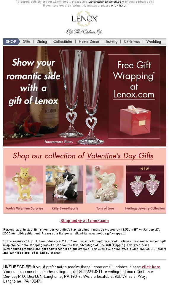 Show your romantic side with a gift of Lenox